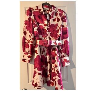Neiman Marcus Floral Pink and Red Women's Dress